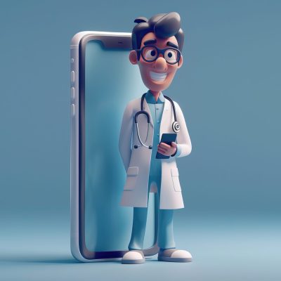 In 3D render style, a doctor is coming out of a smartphone, everything in focus. 3D style --ar 3:2 --style raw --stylize 300 --v 6 Job ID: 2ef78cde-0b98-4ffc-8724-2583048985db